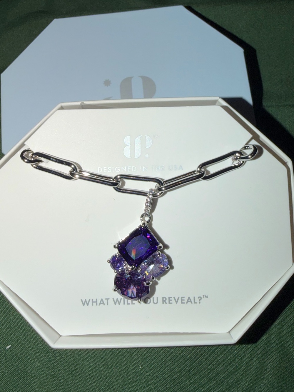 Bomb Party Necklace-Just Put It In The Bag Amethyst on Rhodium NK50159